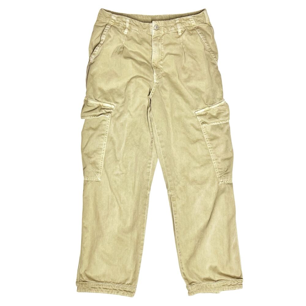 FREE PEOPLE First Light Utility Cotton Cargo Button-Cuff Pants Boa Green Size 6 - Picture 4 of 10